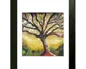 Tree of Life Art Poster Print with Bird Landscape Giclee Bird Poster 16x20 Tree Print Landscape & Scenic Countryside Print Original Painting