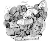 My Fort of Happiness 8x10 Fine Art Archival Print of Original Pen and Ink Drawing