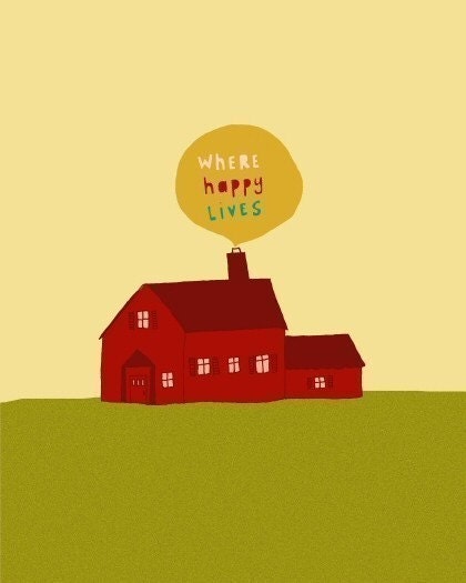 wall hanging art, digital print, quote art, home illustration, pop art, poster 8x10, retro wall art, home, house - OUR HOUSE