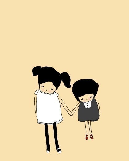 illustration kids, childs room, best friends forever art print drawing, bff, girl nursery children - You Are My Very Best Friend