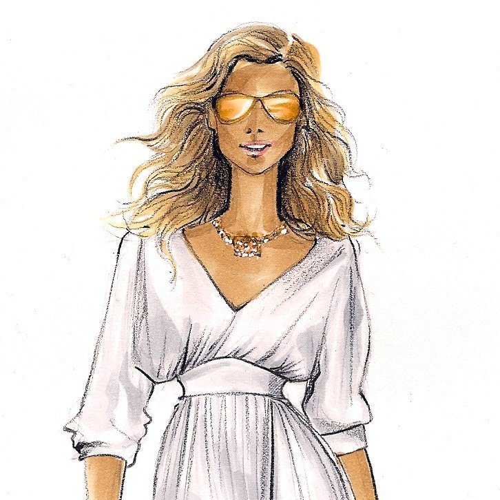 Carrie Bradshaw 2-Fashion Illustration Print-SATC