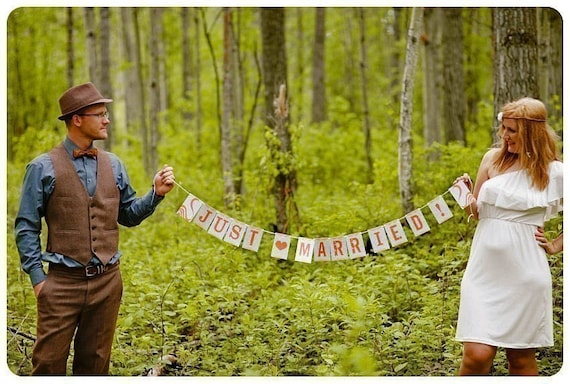 Personalized Just Married Sunshine Paper Garland Party Banner Great for Weddings
