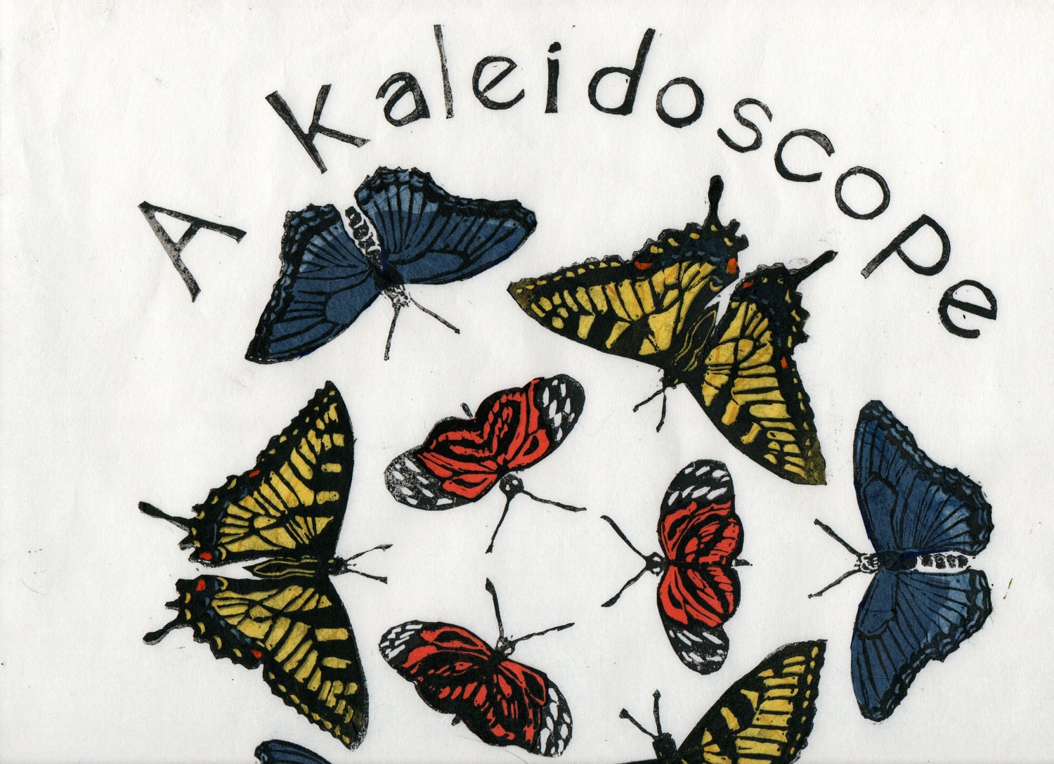A Kaleidoscope of Butterflies Linocut