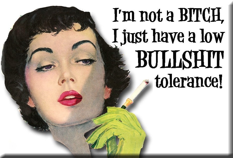 I'm not a (beep) I just have a low (more profanity) tolerance FRIDGE MAGNET