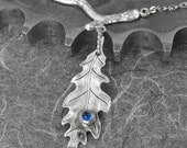 Steampunk Blue on Silver Leaf Necklace - Bursting Leaf of Time by COGnitive Creations