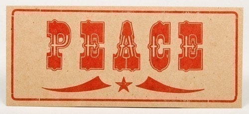 Red PEACE Hand Printed Letterpress Cards - 8 pack