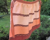 Vintage Apron - Woven Cotton - Peach/ Brown