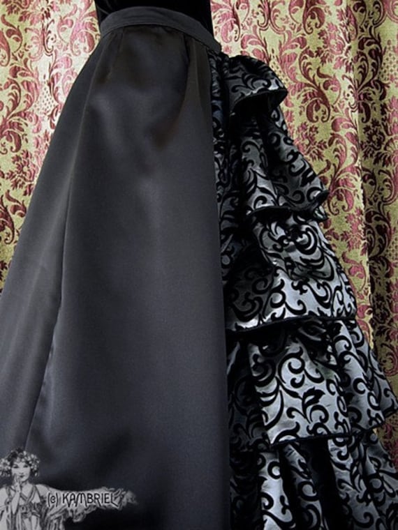Silver and Black Shadow Filigree Bustle Skirt by Kambriel - Custom Made for you