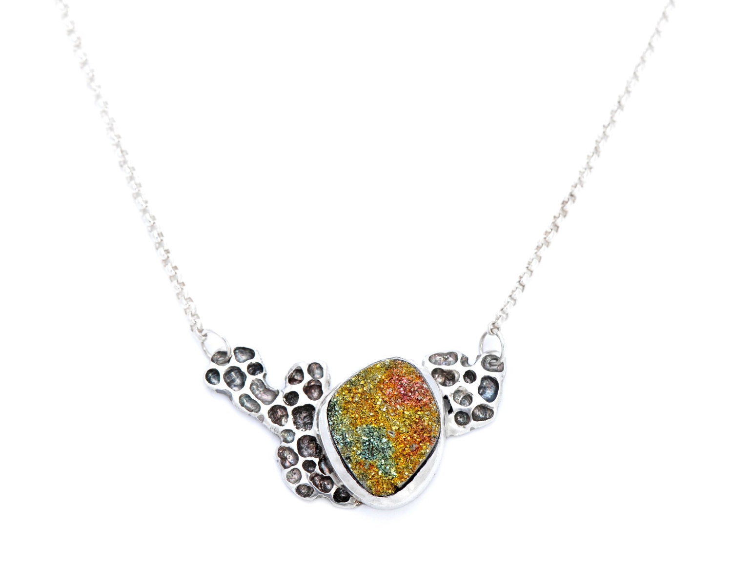 Natural Rainbow Pyrite Druzy Honeycomb