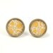 Yellow Floral Stud Earrings - Floral Jewelry - Floral Earring Posts - Rustic Bronze Earrings