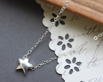 Star Necklace, Graduation Gift , Sterling Silver Star Charm Necklace - Simple Everyday Necklace