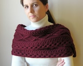 Aran Scarf Knitted in Bordeaux Merino Blend Wool