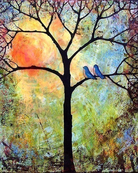 Tree of Life Bird Tree Print, 8X10, Love Sunshine Art
