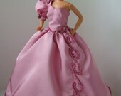 Barbie style floor length full skirt gown OOAK with beading and florets