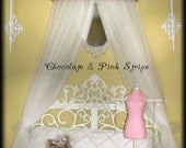 Princess Crown Bed Canopy  Valance SaLe Stripe Pink Brown White Padded