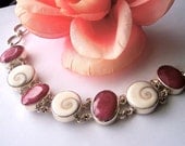 Unique Rough Faceted Rubies and shells bracelet One of a Kind
