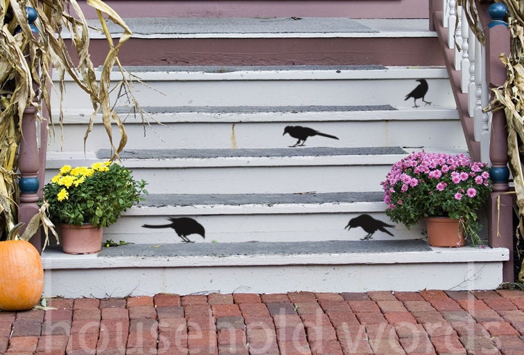 Black Birds Crow decal decor Bird Raven Primitive Edgar Allan Poe, Bird decor