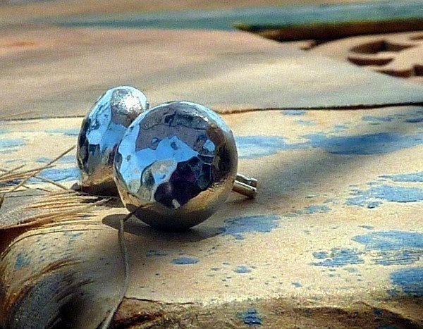 Big silver studs earring, Eco friendly earrings, Chunky Smarty silver earrings