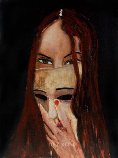 Acrylic Portrait Painting 9x12 Original Masquerade Face Mask - Incognito
