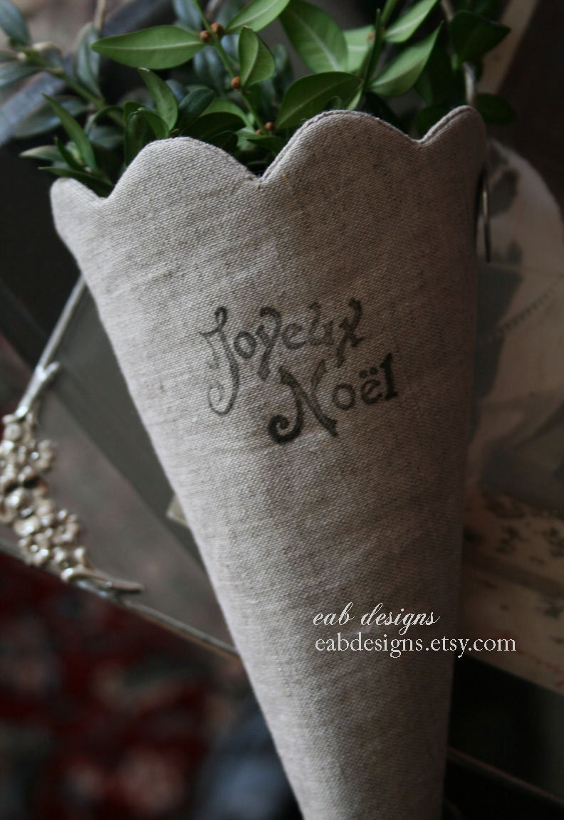 Christmas Cone, French, Linen, Scandinavian Decor