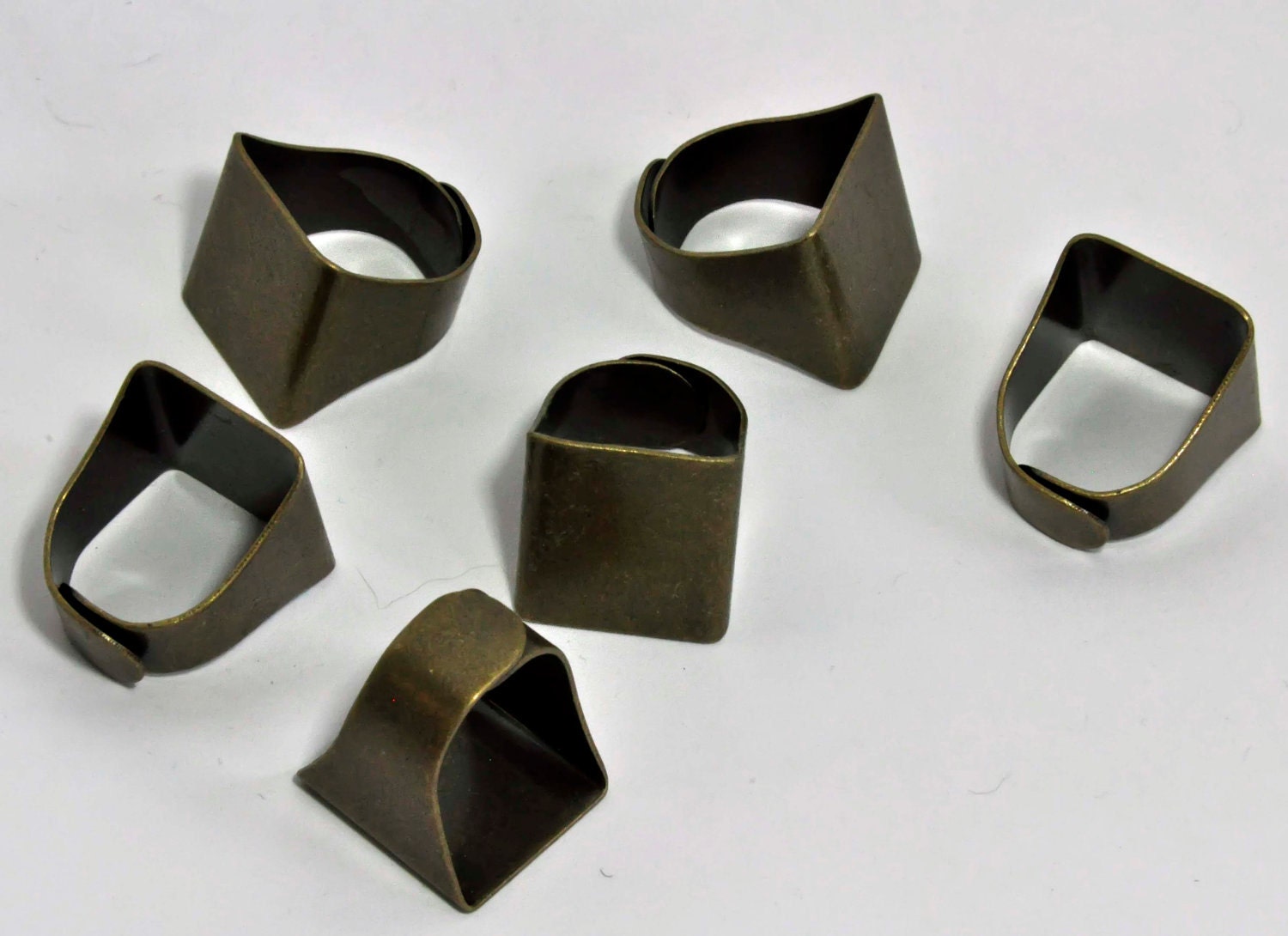 6 Big steampunk ring blanks found object victorian mens womens size 6 to 12 and beyond bronze brass