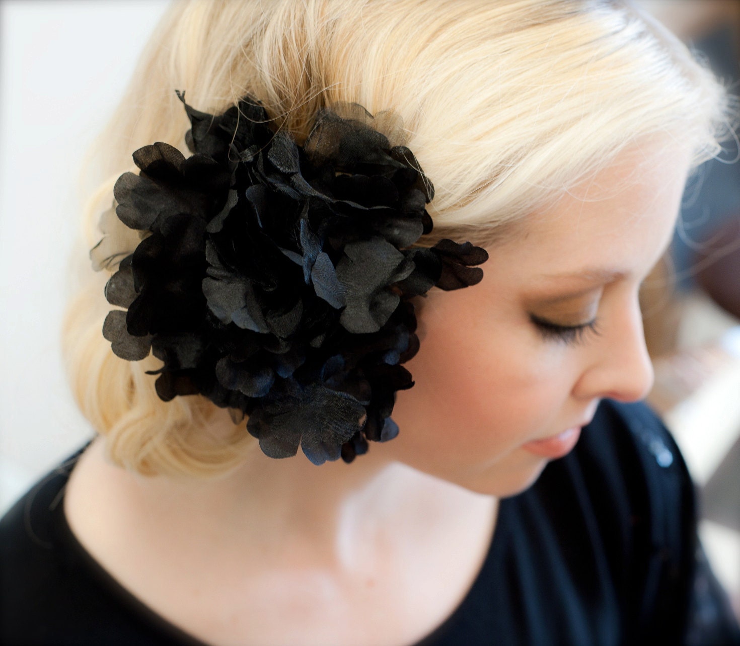 Black Hair Flower Confetti Chiffon Hair Accessorie Flower