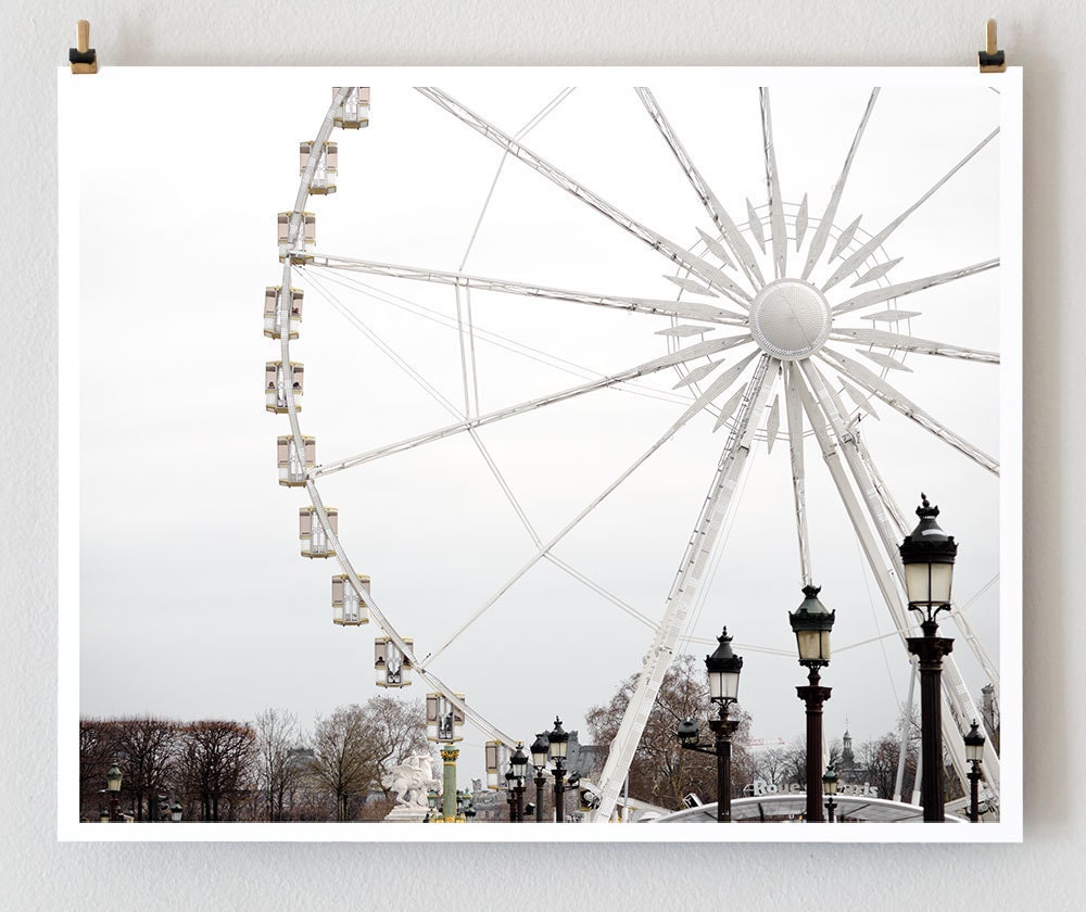Paris Photography, Ferris Wheel - French Art Prints, White Decor