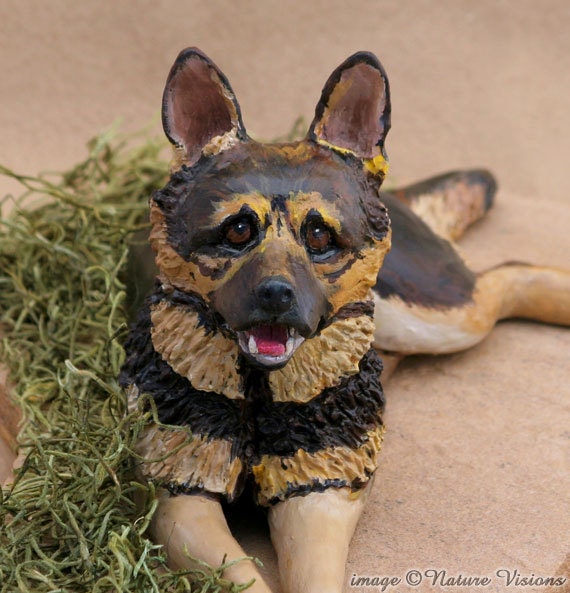 German Shepherd Art Dog Figurine Polymer Clay Animal Sculpture Custom Pet Statue