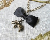 Elephant Necklace Bow Charm Good Luck Jewelry