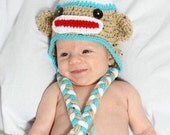Baby Boy SOCK MONKEY Hat Size Newborn 3m 6m Photo Prop Boy Custom Made Crochet Baby Girl Clothes Totally Adorable