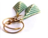 Verdigris Brass Diamond Teardrop Dangle -Patina Earrings -Jewellery