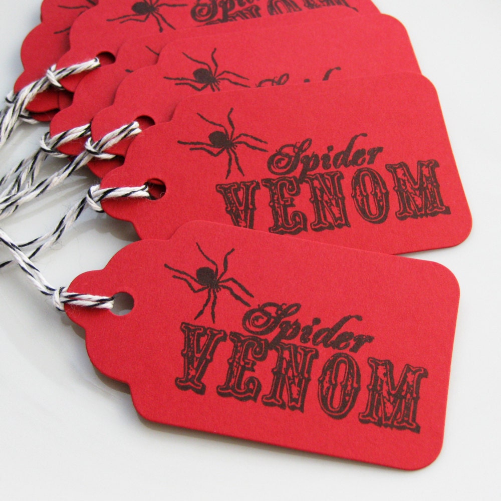 Halloween Tags Spider Venom - Set of 8 - Custom Colors Available - Spider Tags Halloween Party Decor Il_570xn