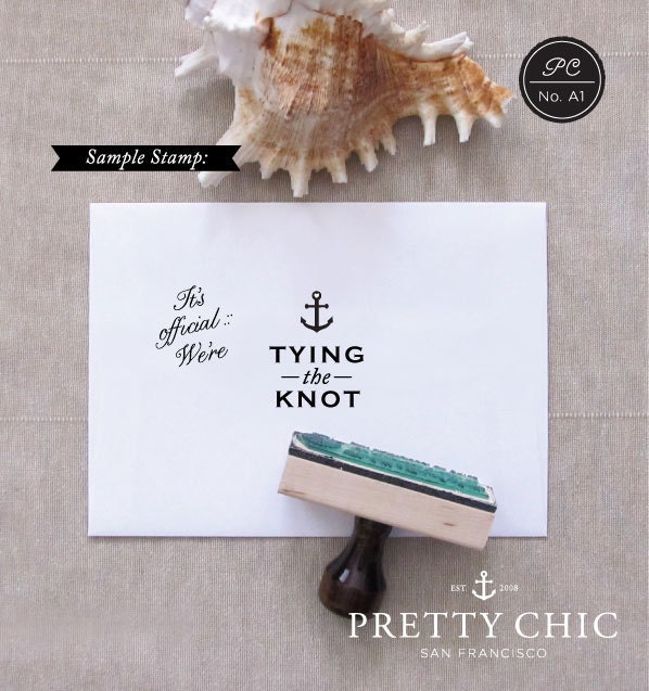 Nautical Save the Date Stamp - Tying the Knot - Custom Stamp by Pretty Chic SF - Anchor Stamp - Nautical Wedding