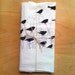 Flock of BlackBirds Kitchen towel, flour sack towel, nature bird design, cotton screenprint, black and grey ink