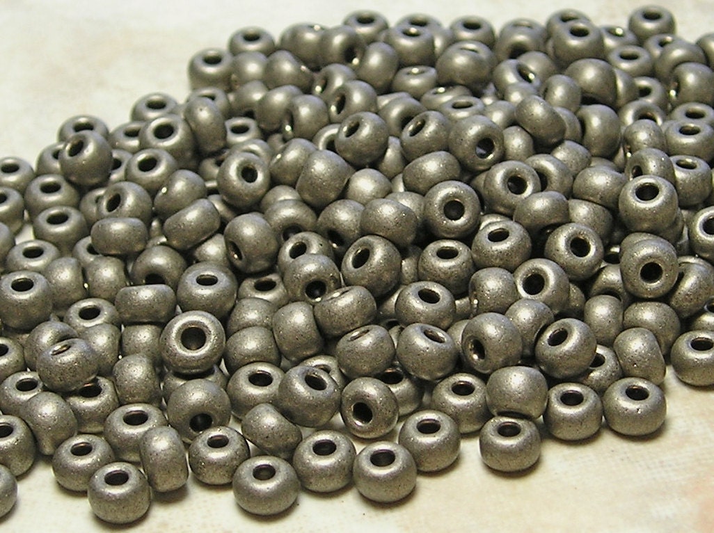 6/0 Brushed Metallic Antique Silver Terra Color Fast Czech Glass Seed Beads 20 Grams