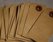 100 Small Tea Stained Manilla Shipping Tags 3 1/4 x 1 5/8