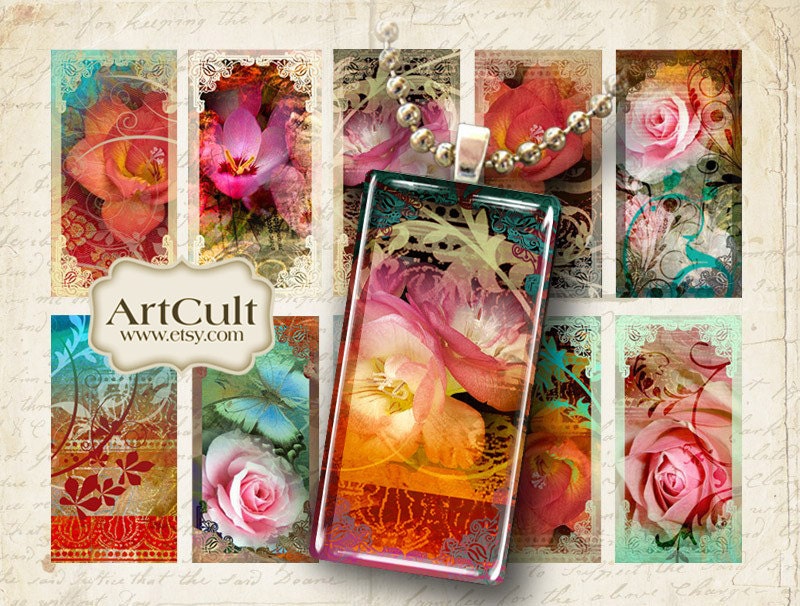 DIVINE GARDEN - 1x2 inch images Digital Collage Sheet Printable Download for Domino Pendants Magnets Paper Craft