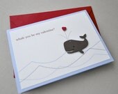 Valentines day card - whale