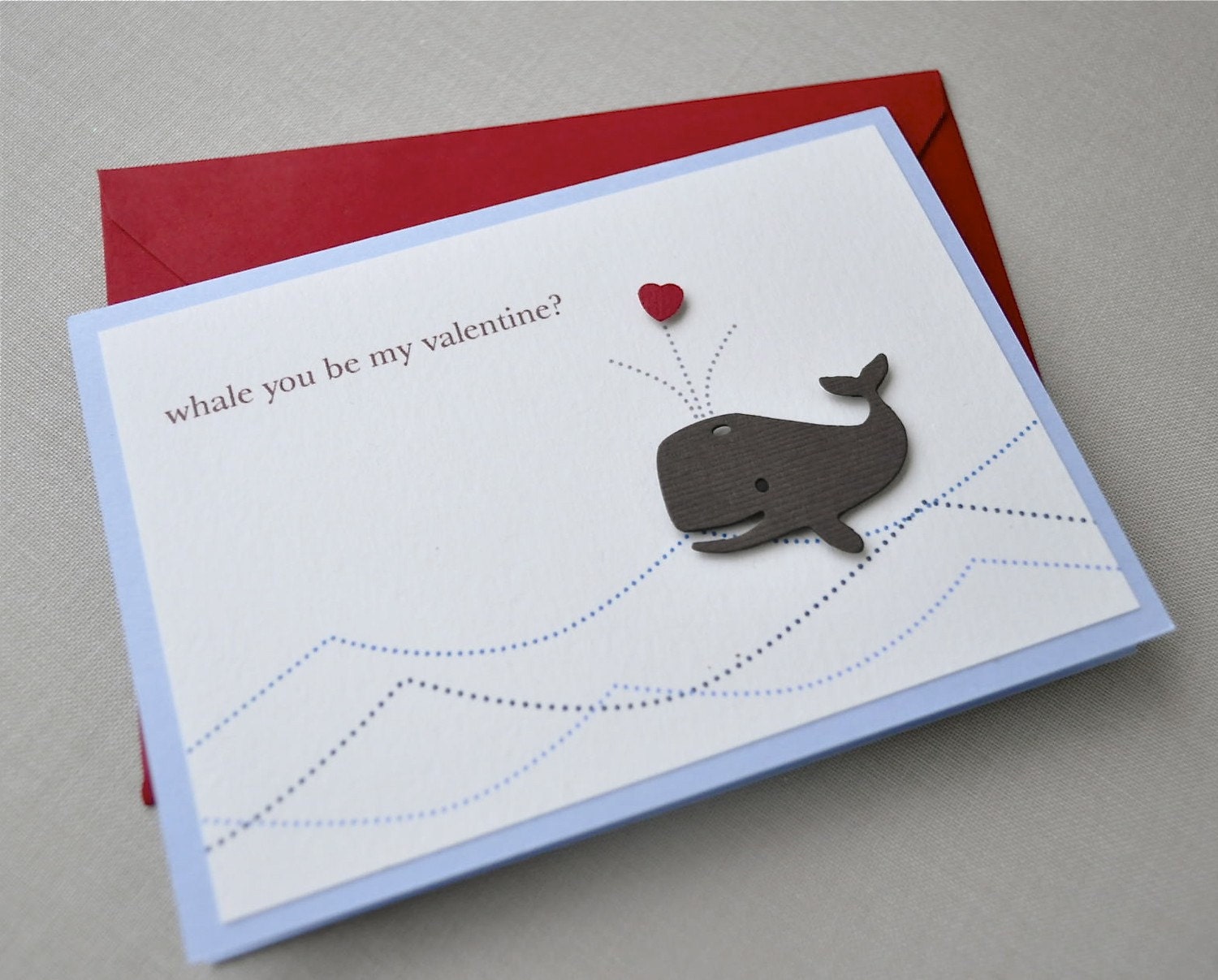 Valentines day card - whale