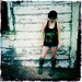 Merrabbit Mermaid Rabbit racerback tank-top - eco-friendly green ink screenprint on black cotton - womens sizes S, M, L