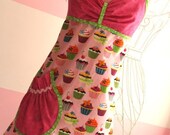 Womens Pink Cupcake Apron - Designer Cupckae Apron