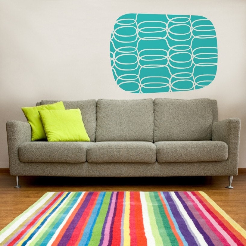 mid century geometric vinyl wall decal, sticker graphics, abstract art