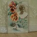 Pretty Girl with Pansies and Winter Scene - Victorian Reward of Merit Card - 1800's