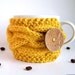 Coffee Cozy in Honey Yellow, Cabled Cup Cozy - Geometric  Summer Sun Mustard Bee Wax ohtteam Farm Egg Yolk Bright - Graduation Gift