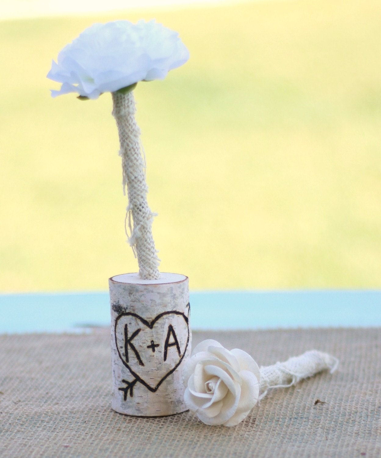 Rustic Guest Book Pen Holder Personalized Wedding Decor