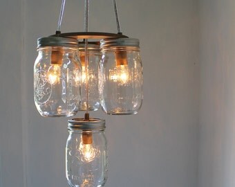 Items similar to Vintage Mason Jar Light Hanging Pendant or Swag Lamp