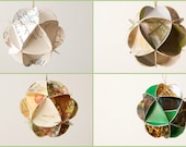Geometric Upcycled Paper Greeting Card Ornaments-Set of 12 in your choice of colors