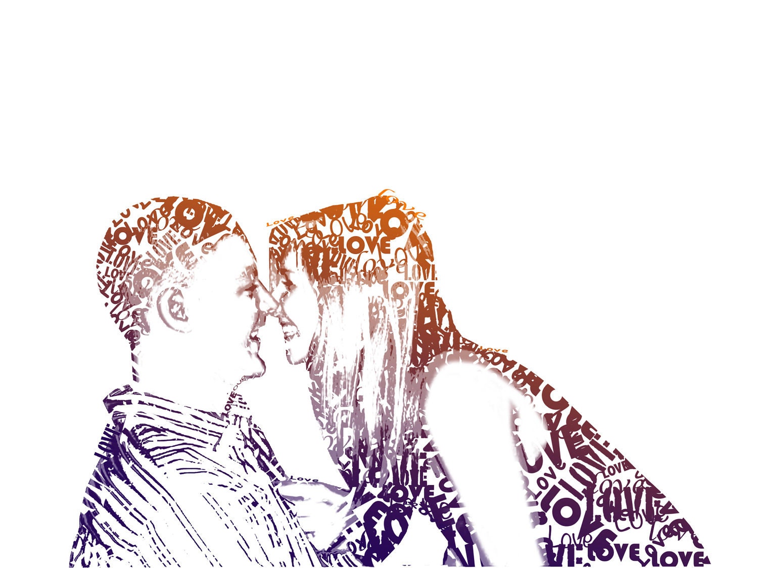 Typography Custom Portrait from your photograph 8 x 10
