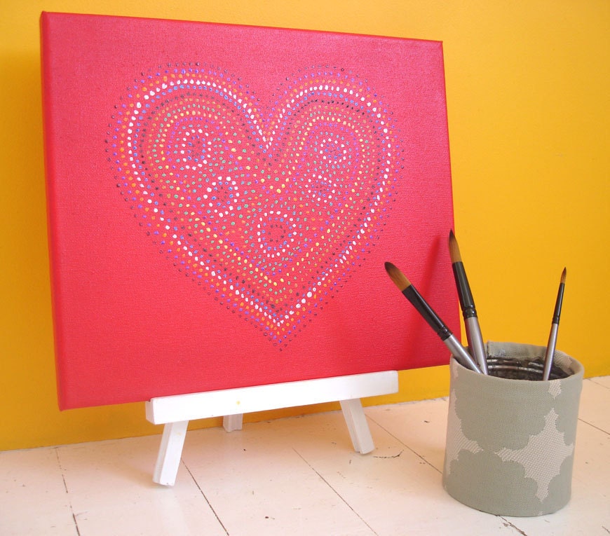 Aboriginal Inspiration heart canvas, Painting, 8 x 10 canvas