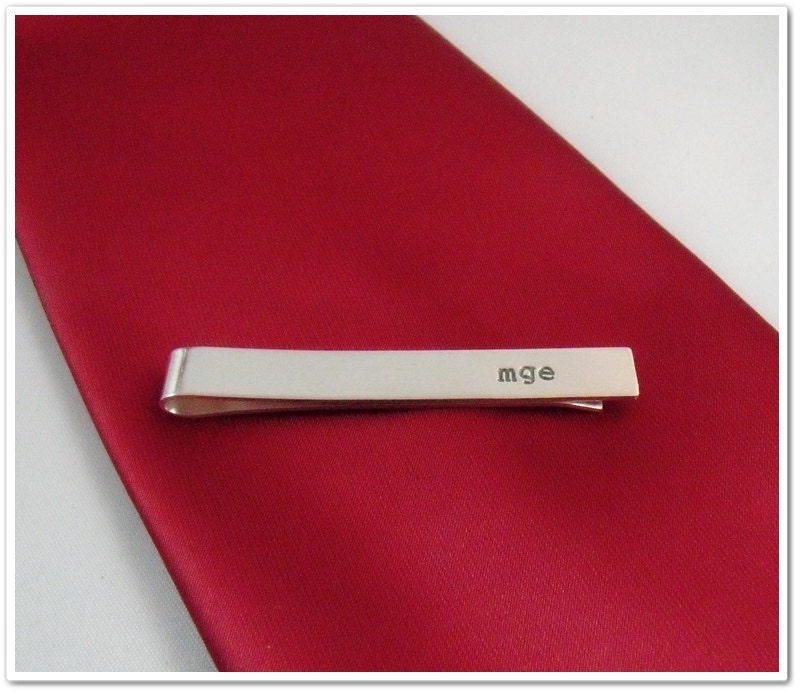 SALE -Men's Personalized Tie Bar - Hand Stamped Tie Clip - Gifts for Men - Wedding Accessories - Groom gift - Groomsmen gift